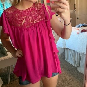 Pink flowy blouse